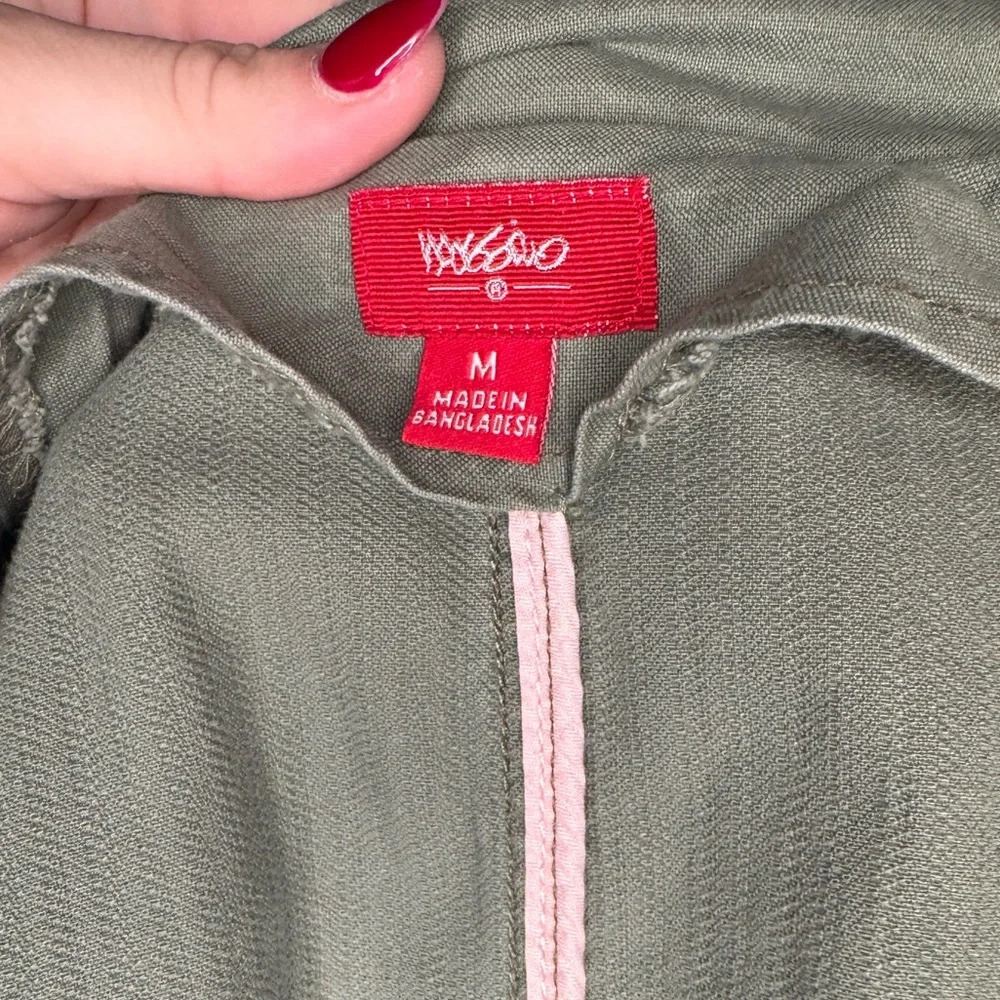 Mossimo Womens Utility Jacket Green Denim Military Button Up Pockets Casual - Picture 12 of 15
